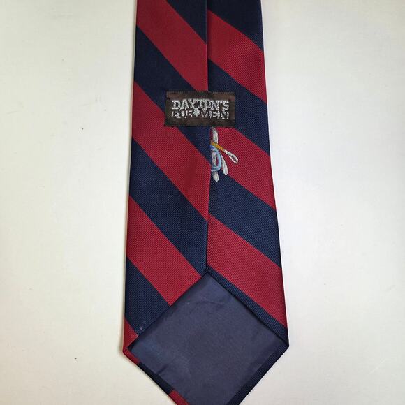Vintage Dayton's For Men Repp Tie Polo Club Equestrian Navy Red Stripes 4" Wide - Picture 3 of 8